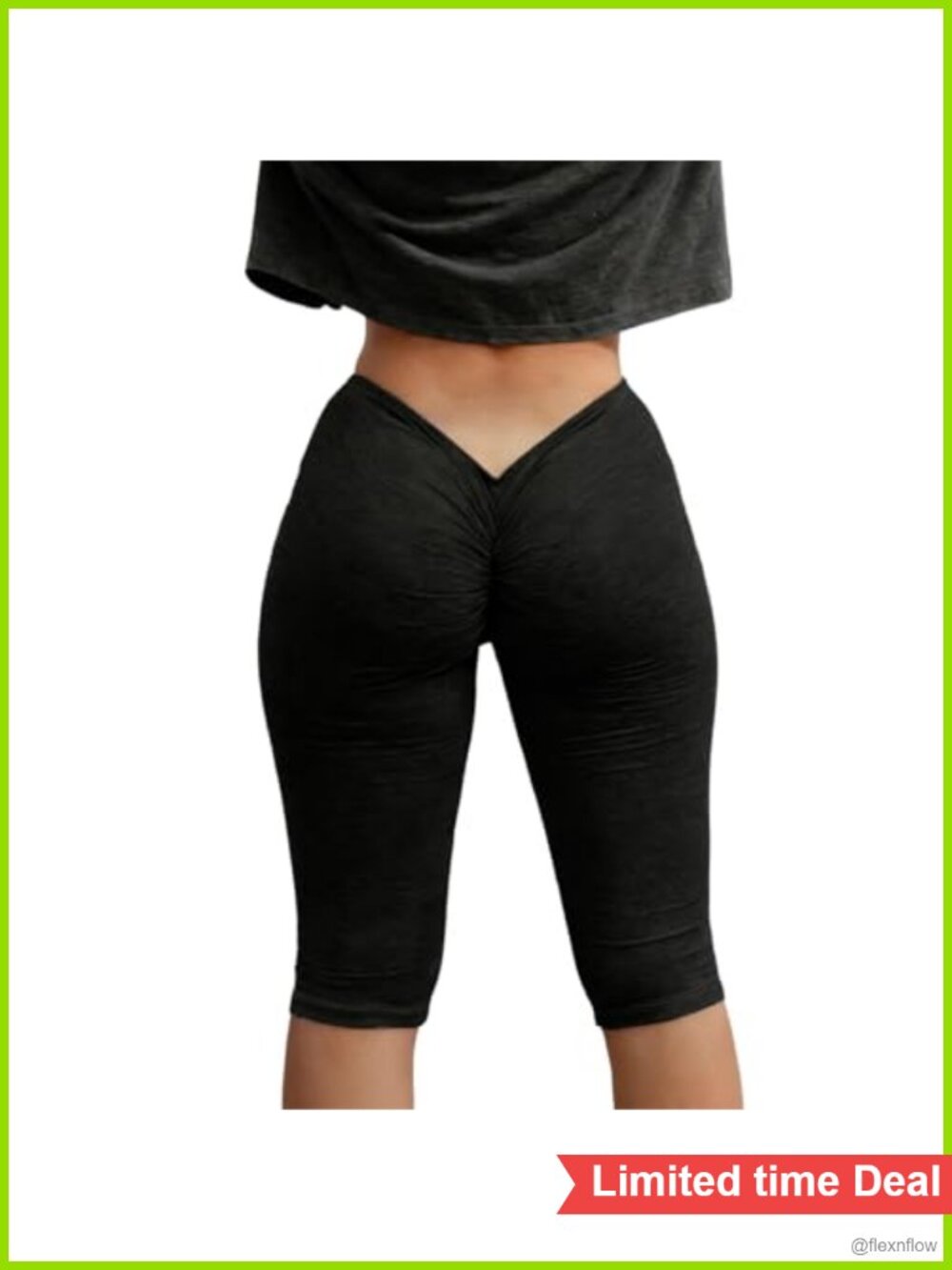 Women Scrunch Butt Capri Leggings V Back Low Rise Yoga Crop Pants